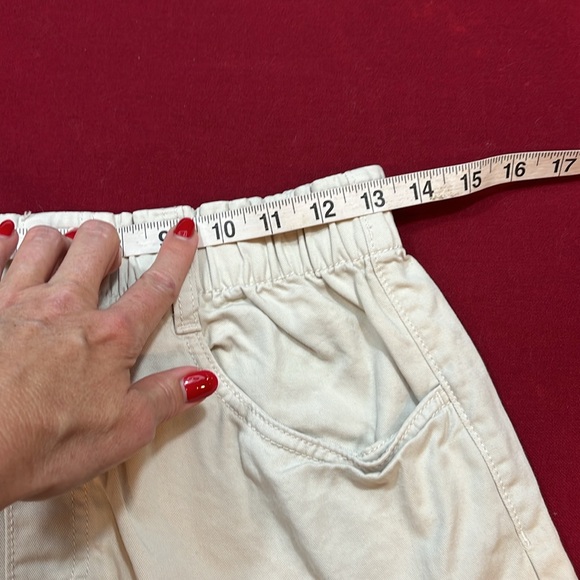 paper bag high waist tan Shorts S WHITE HALTER top tie neck CROPPED outfit SET - Picture 6 of 13